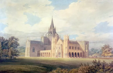 Perspectief Uitzicht op Fonthill Abbey vanuit het Zuidwesten, ca. 1799